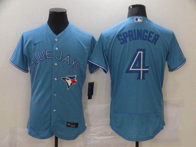 Men Toronto Blue Jays 4 Springer Light blue Nike Elite MLB Jerseys